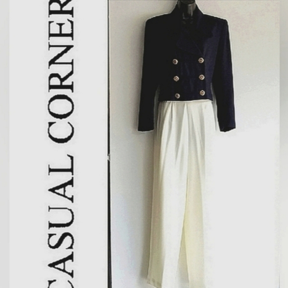 Double-Breasted Crop Jacket Wide Leg Suit
